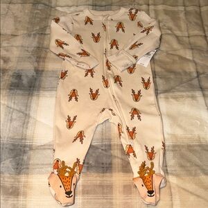 Old Navy Cream and Orange Animal Print Footie